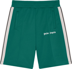 Palm Angels Forest Green And White Stripe Track Shorts