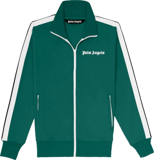 Palm Angels Forest Green And White Track Track Jacket