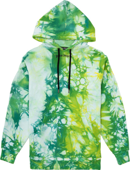 Palm Angels Green And Yellow Tie Dye Hoodie