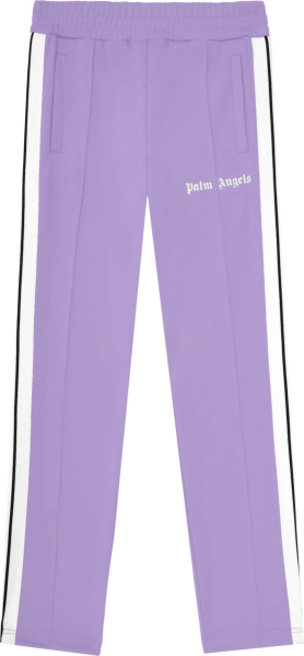 Palm Angels Lavender And White Stripe Trackpants