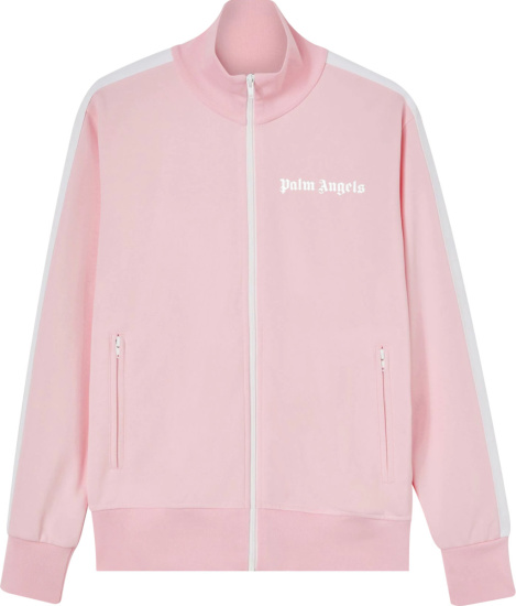 Palm Angels Light Pink And White Stripe Track Jacket