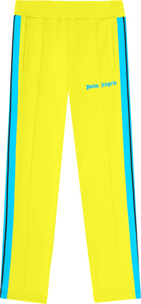 Palm Angels Neon Yellow And Neon Blue Side Stripe Track Pants