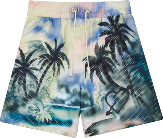 Palm Angels Paradise Print Mesh Shorts