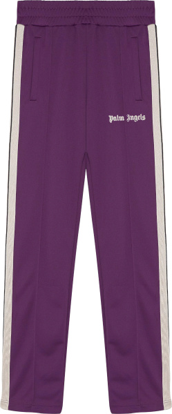 Palm Angels Purple And Ivory Stripe Trackpants