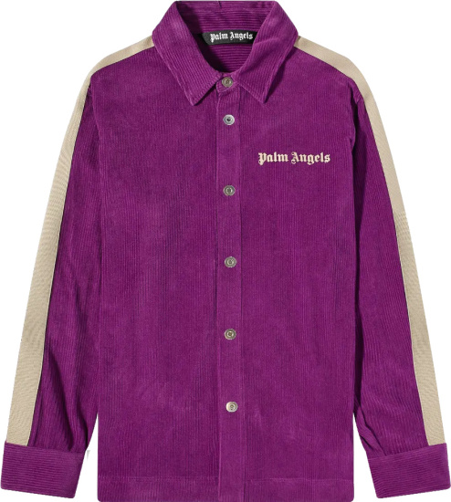 Palm Angels Purple Corduroy Track Shirt