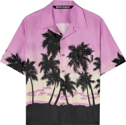 Palm Angels Purple Sunset Palm Tree Print Shirt