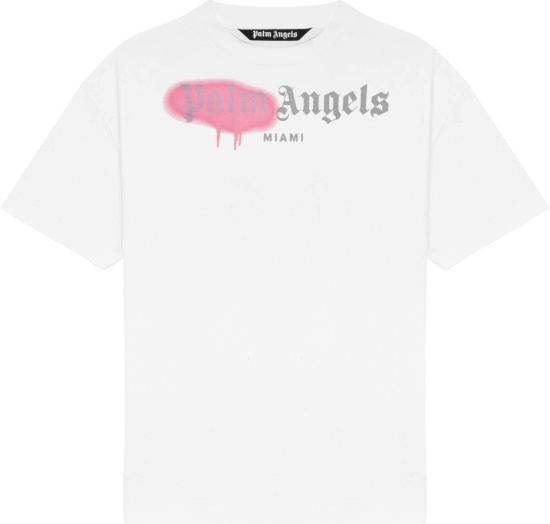 Palm Angels White Pink Miami T Shirt