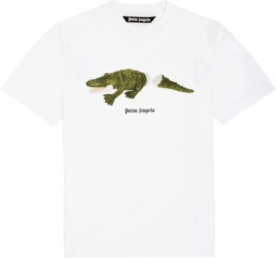 Palm Angels White Stuffed Crocodile T Shirt