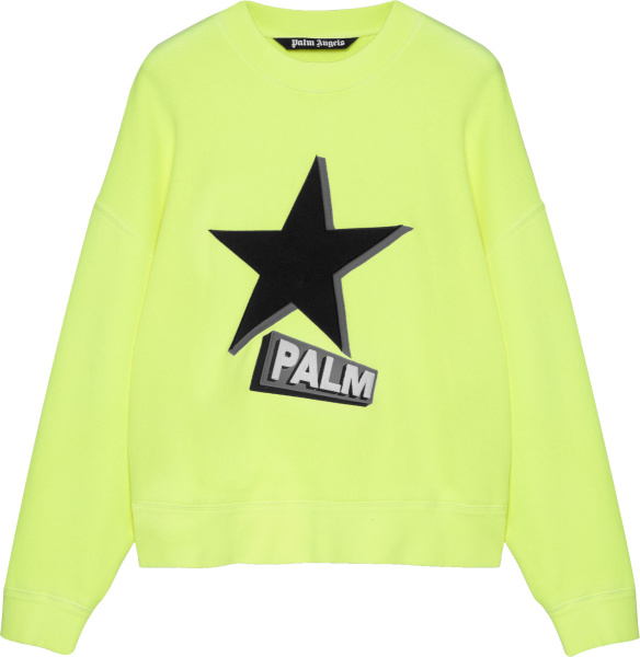 Palm Angels Yellow And Black Star Logo Sweatshirt