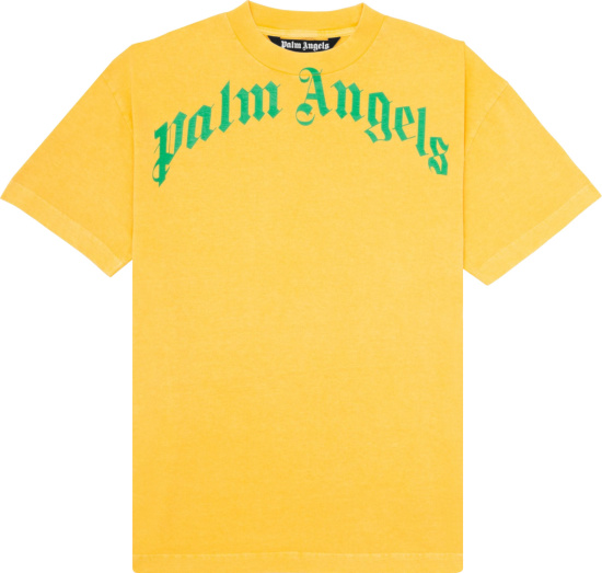 Palm Angels Yellow And Green Vintage Logo T Shirt