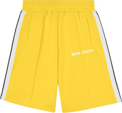 Palm Angels Yellow And White Stripe Track Shorts