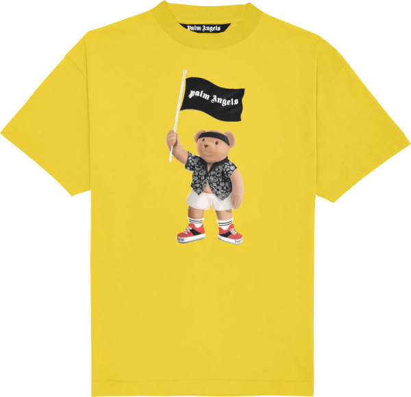 Palm Angels Yellow Pirate Bear Logo T Shirt