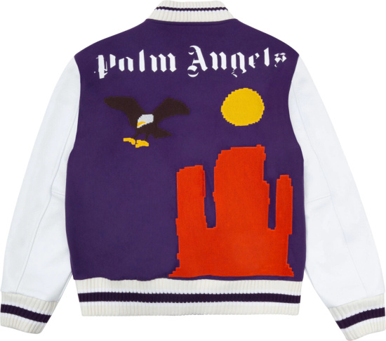 Palm Angles Purple White New Folk Varsity Jacket