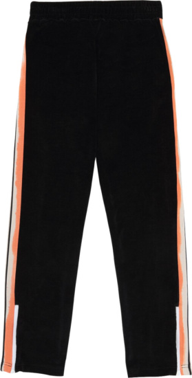 Palm Angles Black Chenille Trackpants With Orange And Pink Stripes