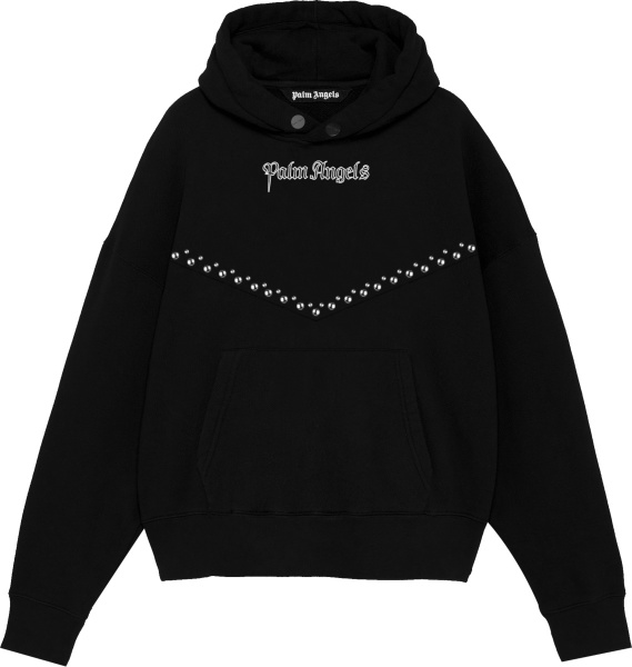 Palm Angles Black Logo And Studded Chevron Oversized Hoodie