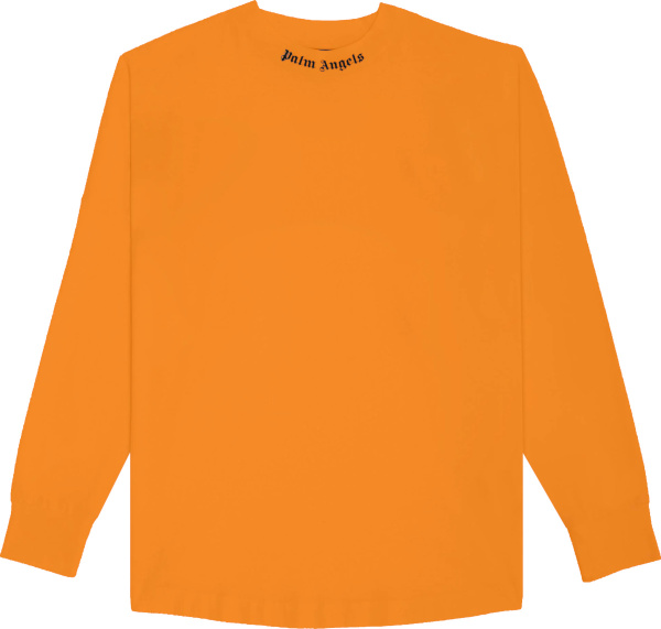 Palm Angles Orange Collar Logo Print Long Sleeve T Shirt