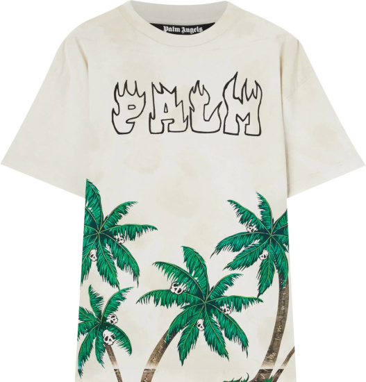 Palm Angles Tie Dye Palm Tree Skull Vintage Print T Shirt