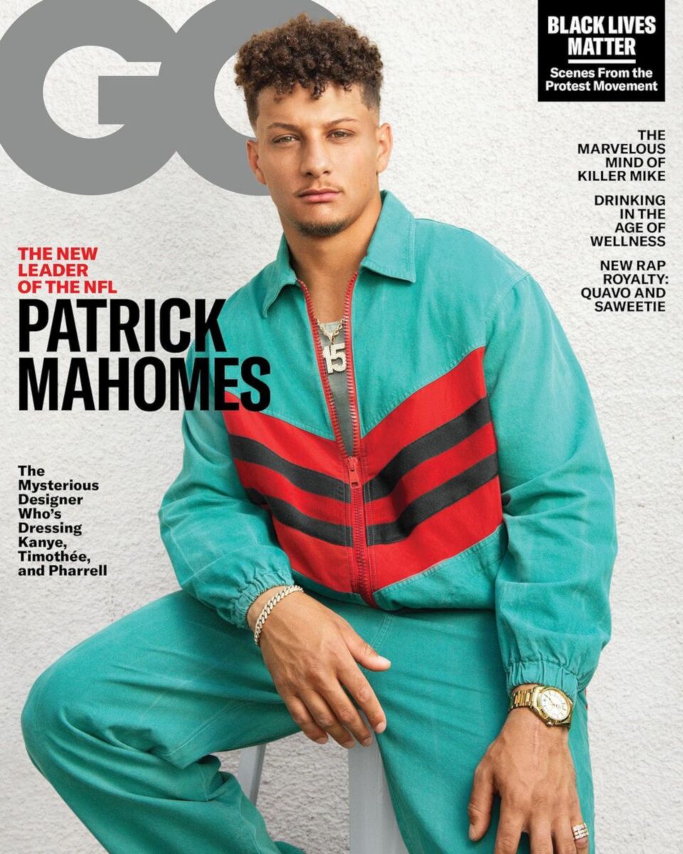 Patrick Mahomes Wearing a Gucci Outfit on GQ August 2020 Cover