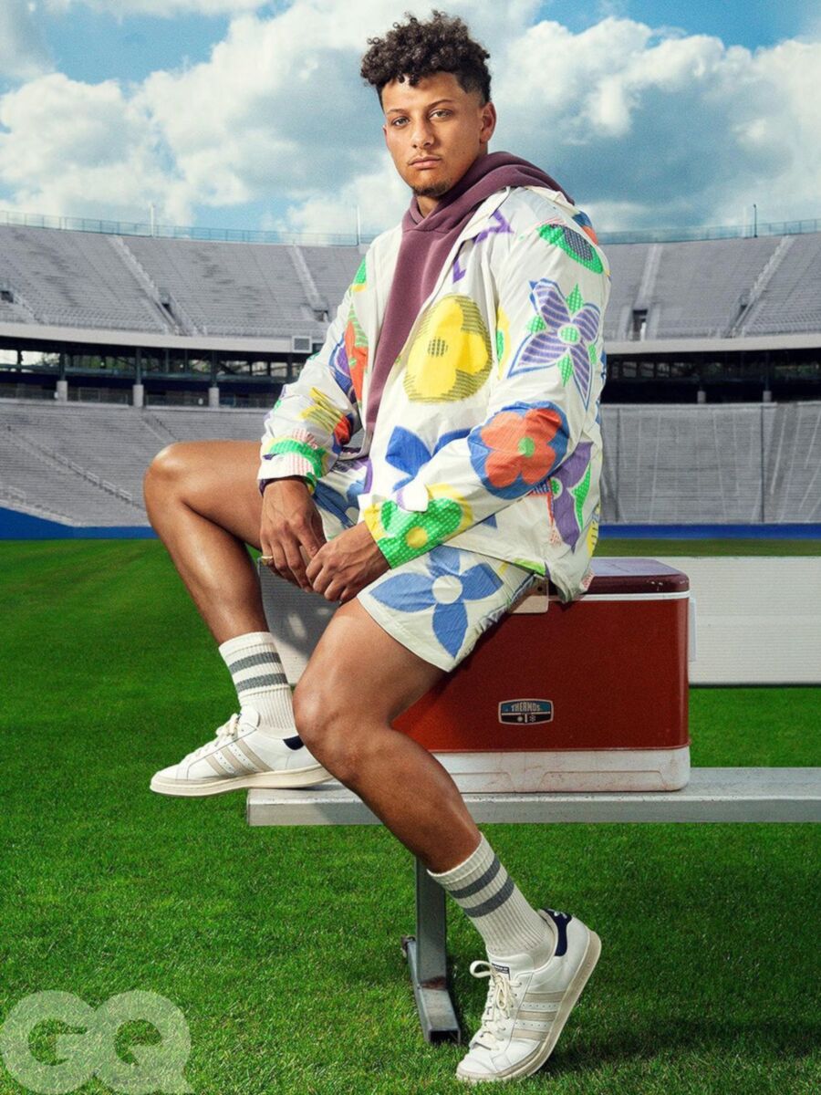 Patrick Mahomes Wearing a Louis Vuitton Outfit For GQ Shoot