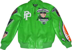 Pelle Pelle Lime Green Crystal Embellished Bruiser Leather Jacket
