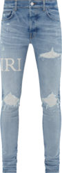 Perfect Indigo And White Boucle Logo Mx1 Jeans