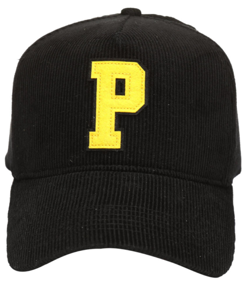 Pink Dolphin Black Courderoy Hat With Yellow Letter P