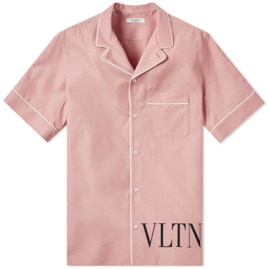 Pink Valentino Vacation Shirt With White Trim And Vltn Print
