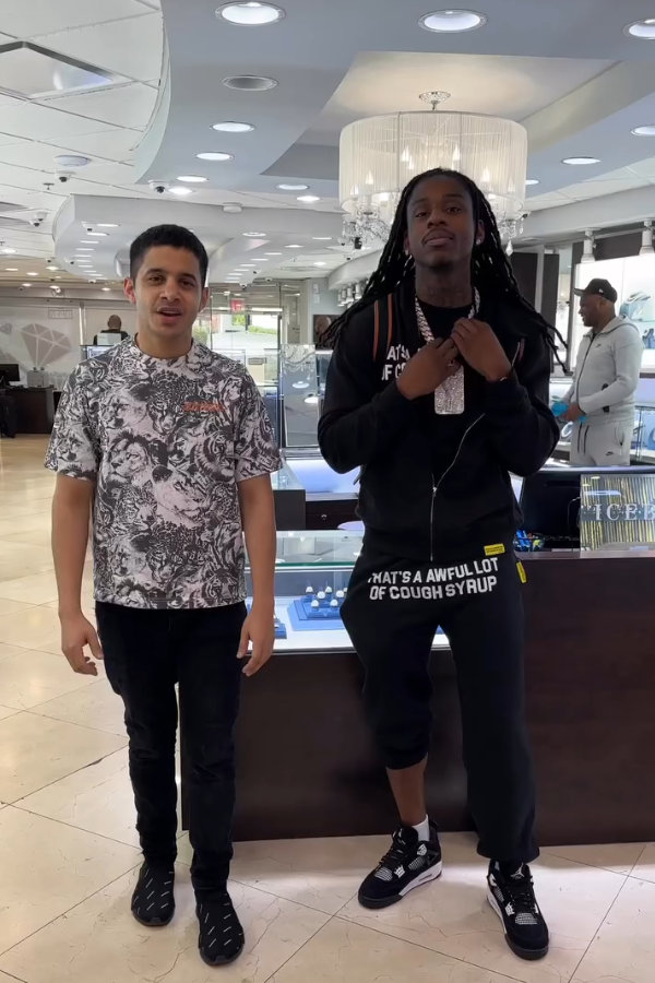 Polo G: Cough Syrup Matching Hoodie + Sweatpants, Jordan 4s & Goyard Backpack