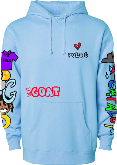 Polo G Light Blue The Goat Merch Hoodie Incorporated Style - blue and sky blue hoodie roblox