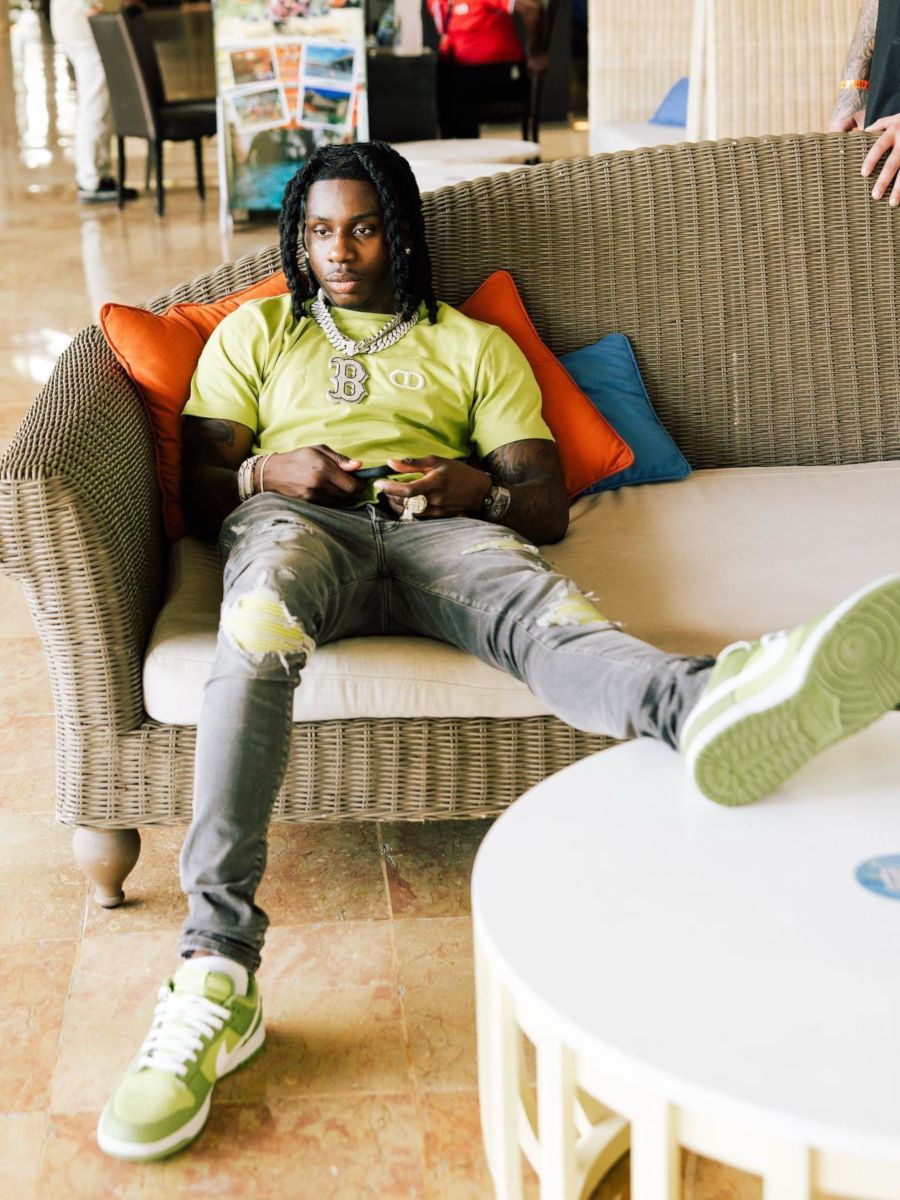 Polo G Performs In The Dominican Republic In a Lime Green Dior & Amiri Outfit