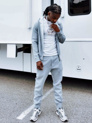 Polo G Wearing A Dior Grey Zip Hoodie And Joggers With B30 Sneakers