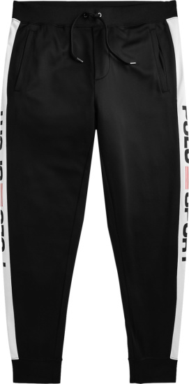 Polo Ralph Lauren Black And White Stripe Polo Sport Trackpants