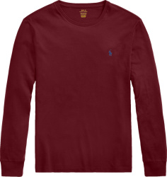 Polo Ralph Lauren Burgundy And Navy Polo Logo Long Sleeve T Shirt