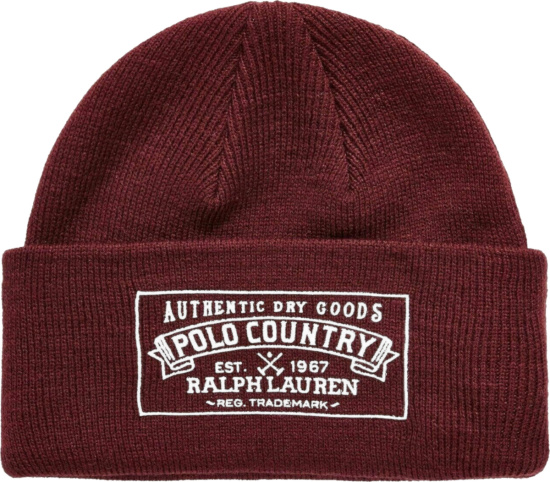 Polo Ralph Lauren Burgundy Polo Country Knit Beanie Hat