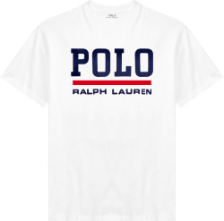 Polo Ralph Lauren White And Navy Logo Print T Shirt
