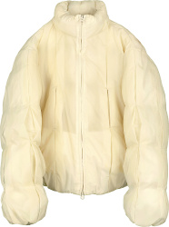Post Archive Faction Light Yellow Pleated Puffer Jacket