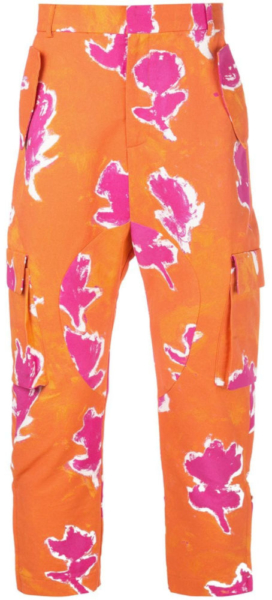Prabal Gurung Floral Canvas Pants With Orange And Pink Abstract Designe Worn By Swae Lee