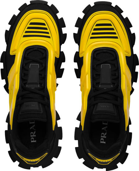 Prada Black & Yellow 'Cloudbust Thunder' Sneakers | Incorporated Style