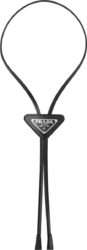 Black Leather Triangle Logo Bolo Tie