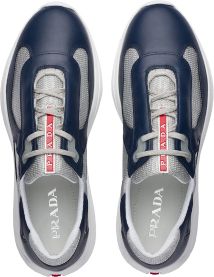 Prada Navy & Silver 'Americas Cup' Sneakers | INC STYLE