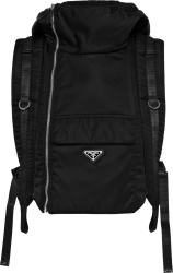 Black Hooded 'Re-Nylon' Cargo Vest