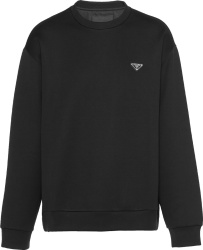 Black Nylon-Stripe Sweatshirt