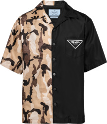 Prada Beige Camo And Solid Black Double Match Shirt