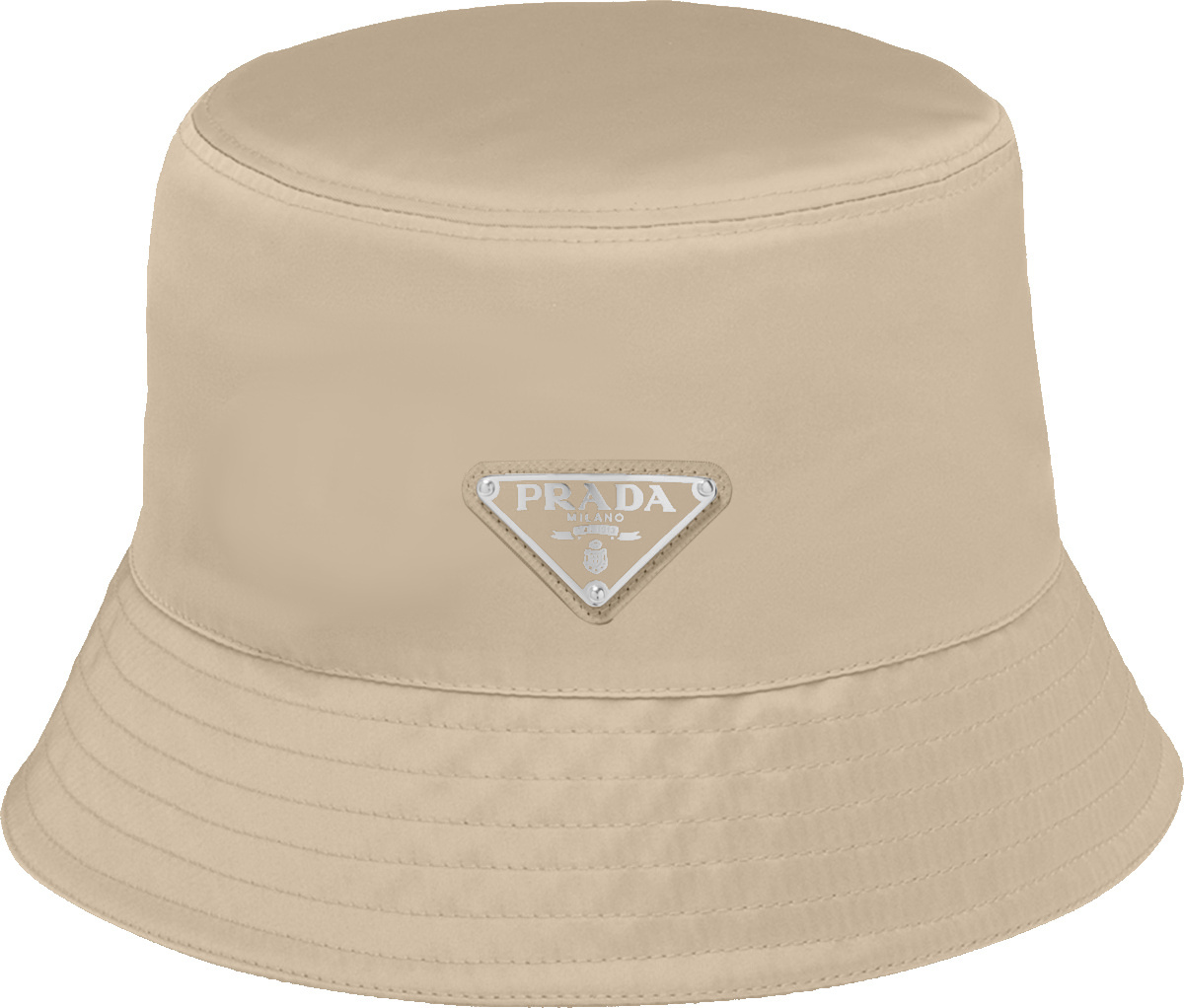 Prada Beige Triangle-Logo Bucket Hat | Incorporated Style