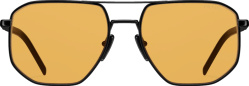 Prada Black And Orange Oversized Metal Sunglasses