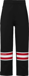 Prada Black And Red White Logo Stripe Technical Pants