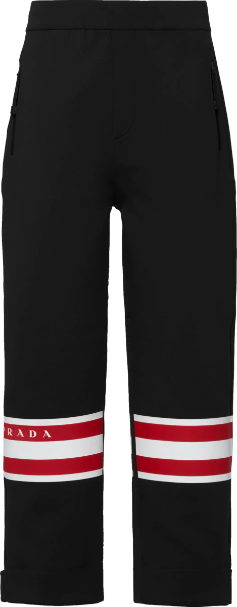 Prada Black Logo-Stripe Shell Pants | Incorporated Style
