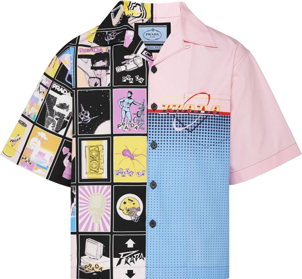 Prada Black Collage And Pink Double Match Shirt