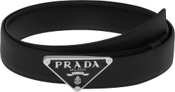 Prada Black Leather Triangle Buckle Belt