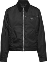 Prada Black Nylon Corduroy Collar Workwear Jacket Sgc280 1wq8 F0002 S 232